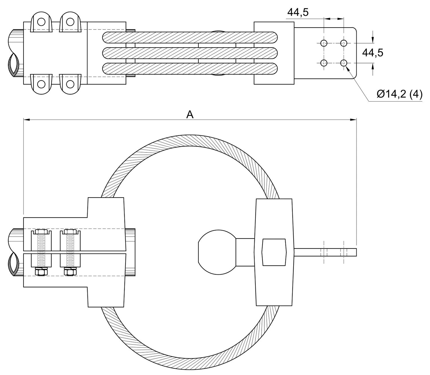 Plano 2D — Conector mecánico expansión tubo IPS a placa 4N