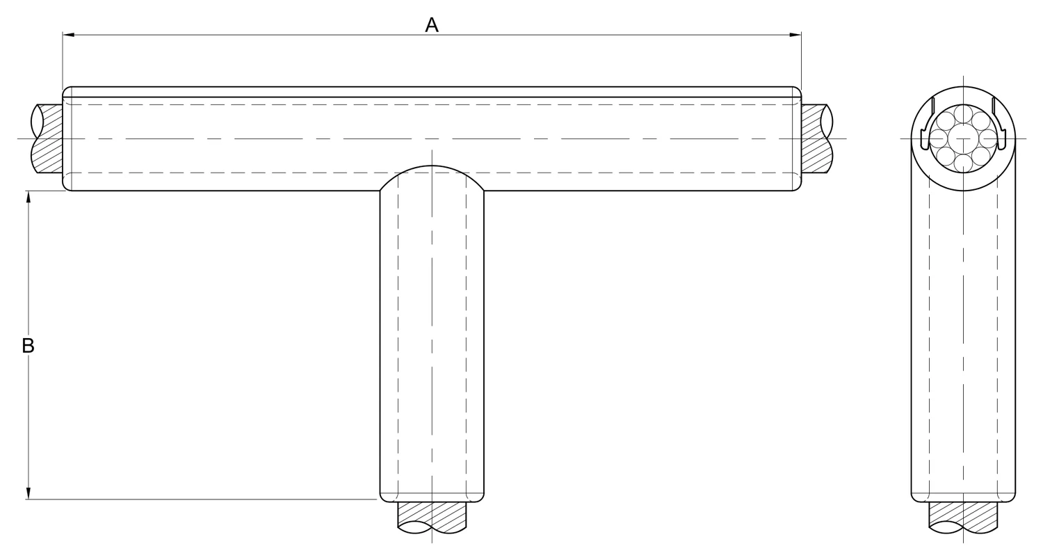 Plano 2D — Conector "T" cable-cable a compresion tapa deslizable 1113 ACSS Alta Temperatura