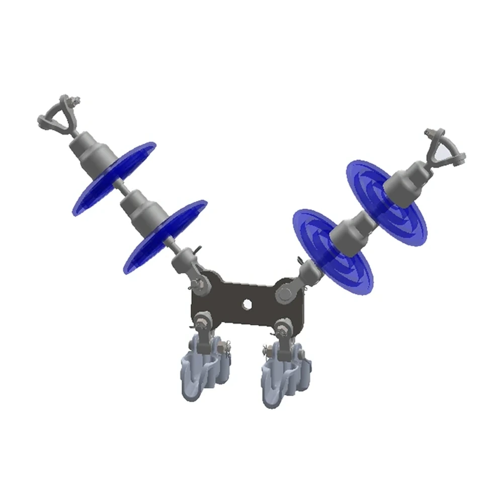 Conjunto de suspensión en "V" 2 C/F 795 1113 ACSR 115-230 KV Yugo rectangular