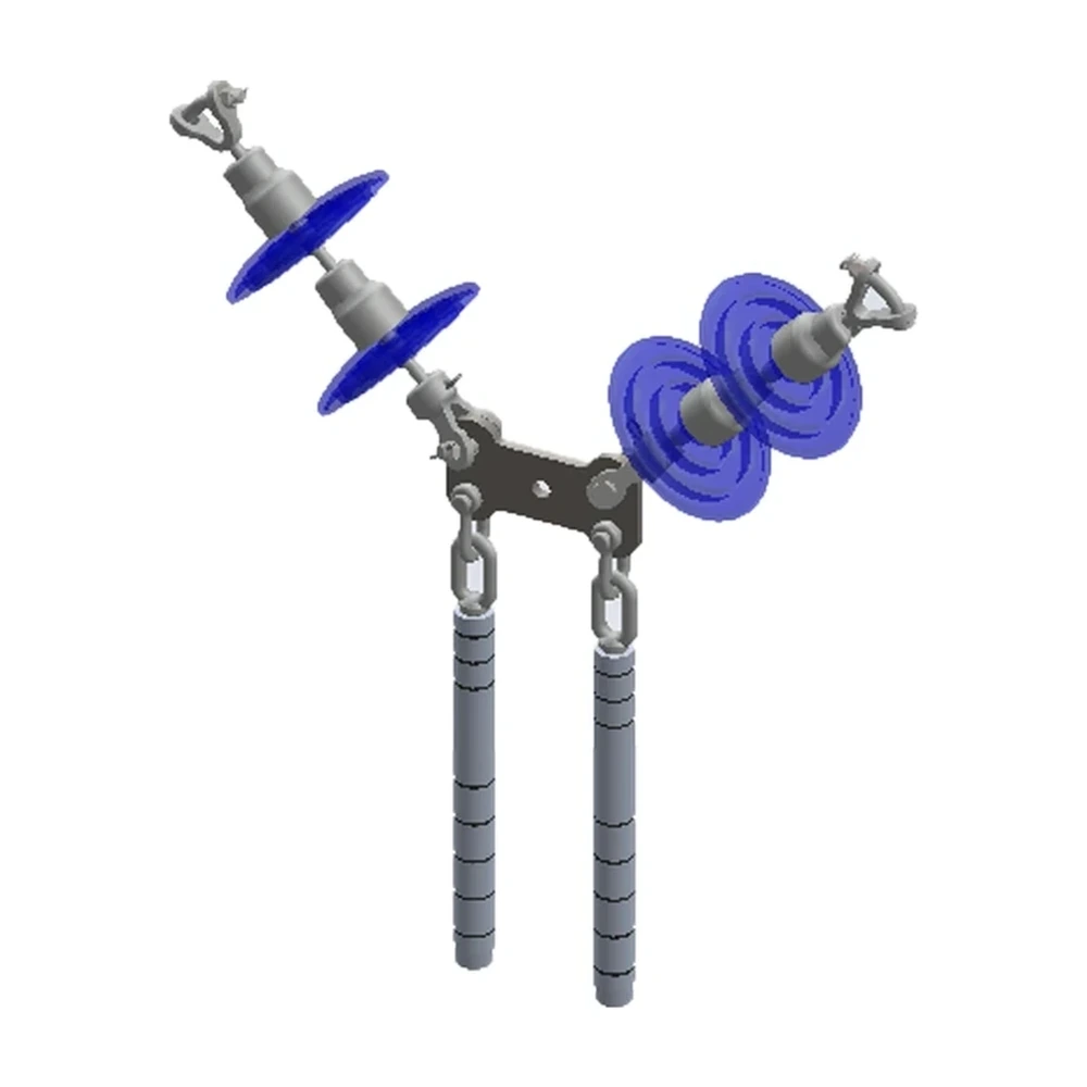 Conjunto de remate ciego en "V" 2 C/F con doble cadena de aisladores, Yugo rectangular conductores 477-795-900-1113 ACSR, 115-230 KV