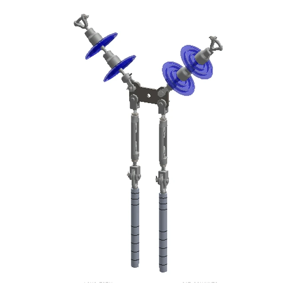 Conjunto de remate ciego en "V" 2 C/F con doble cadena de aisladores con tensores, Yugo rectangular conductores 477-795-900-1113 ACSR, 115-230 KV