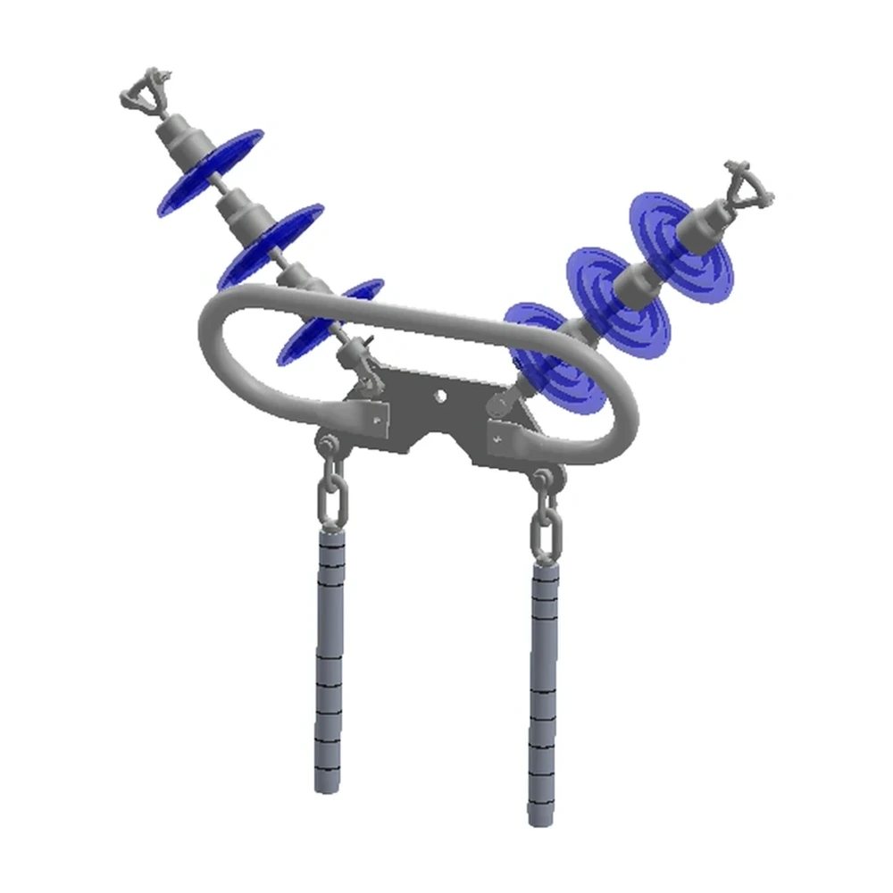 Conjunto de remate ciego en "V" 2 C/F con doble cadena de aisladores, conductor 1113 ACSR, 400 KV