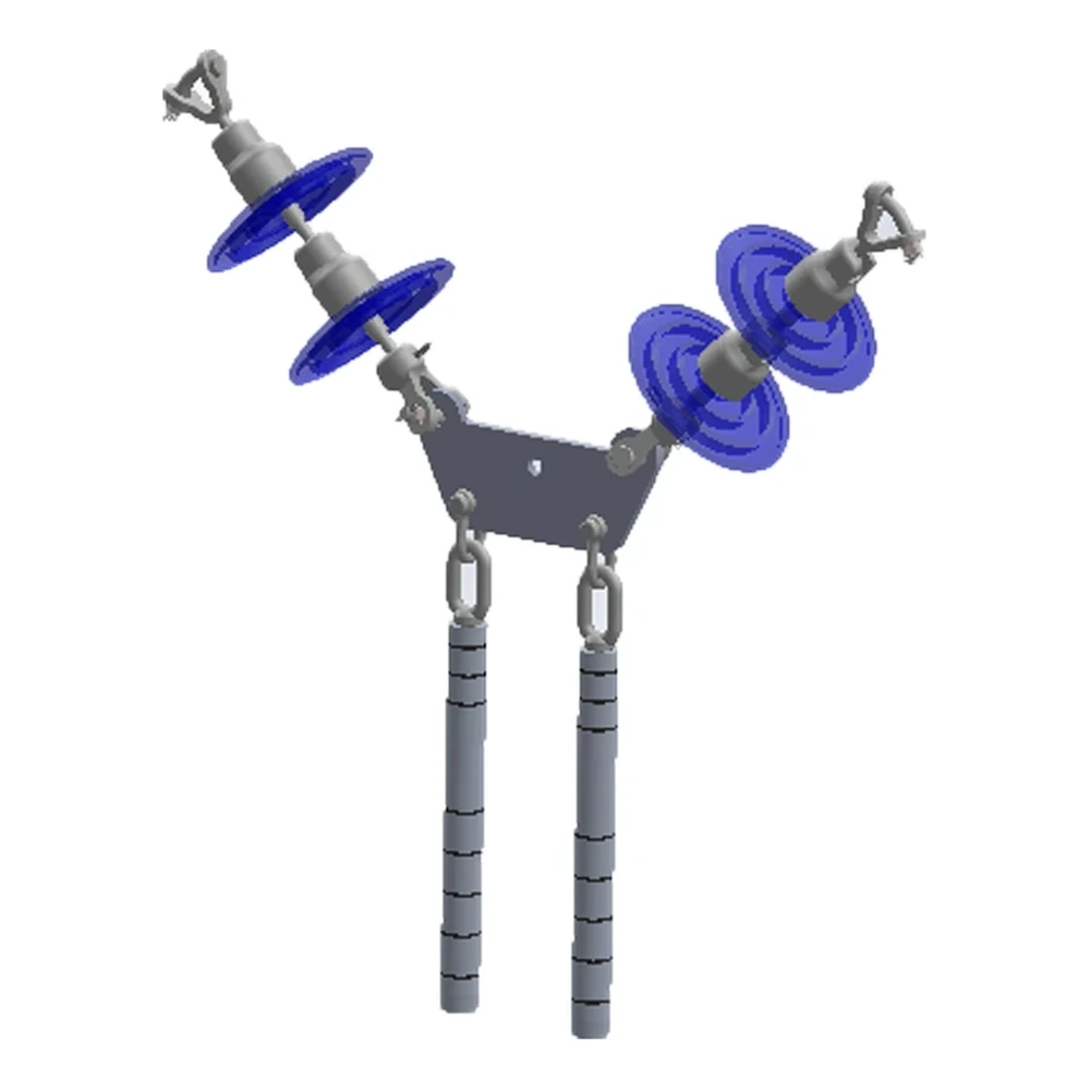 Conjunto de remate ciego en "V" 2 C/F con doble cadena de aisladores, Yugo trapezoidal conductor 1113 ACSS, 115-230 KV (alta temperatura)