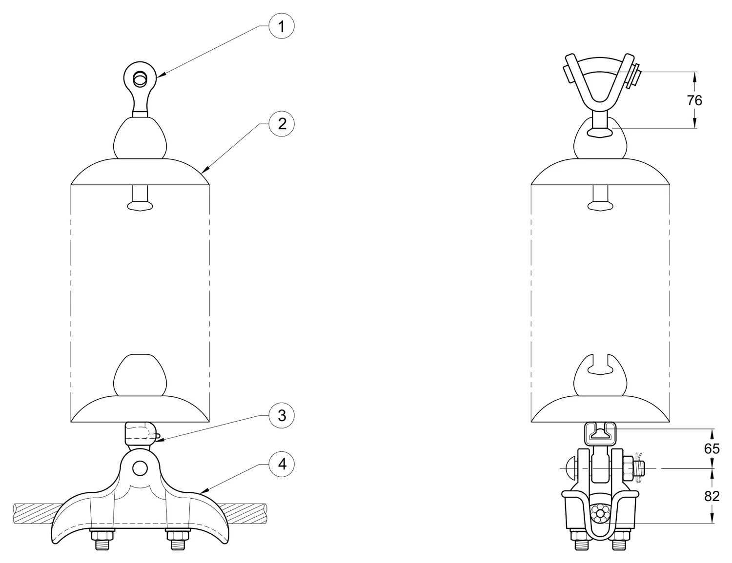 Plano 2D — Conjunto de suspensión vertical 1 C/F 795-1113 ACSR 230 KV