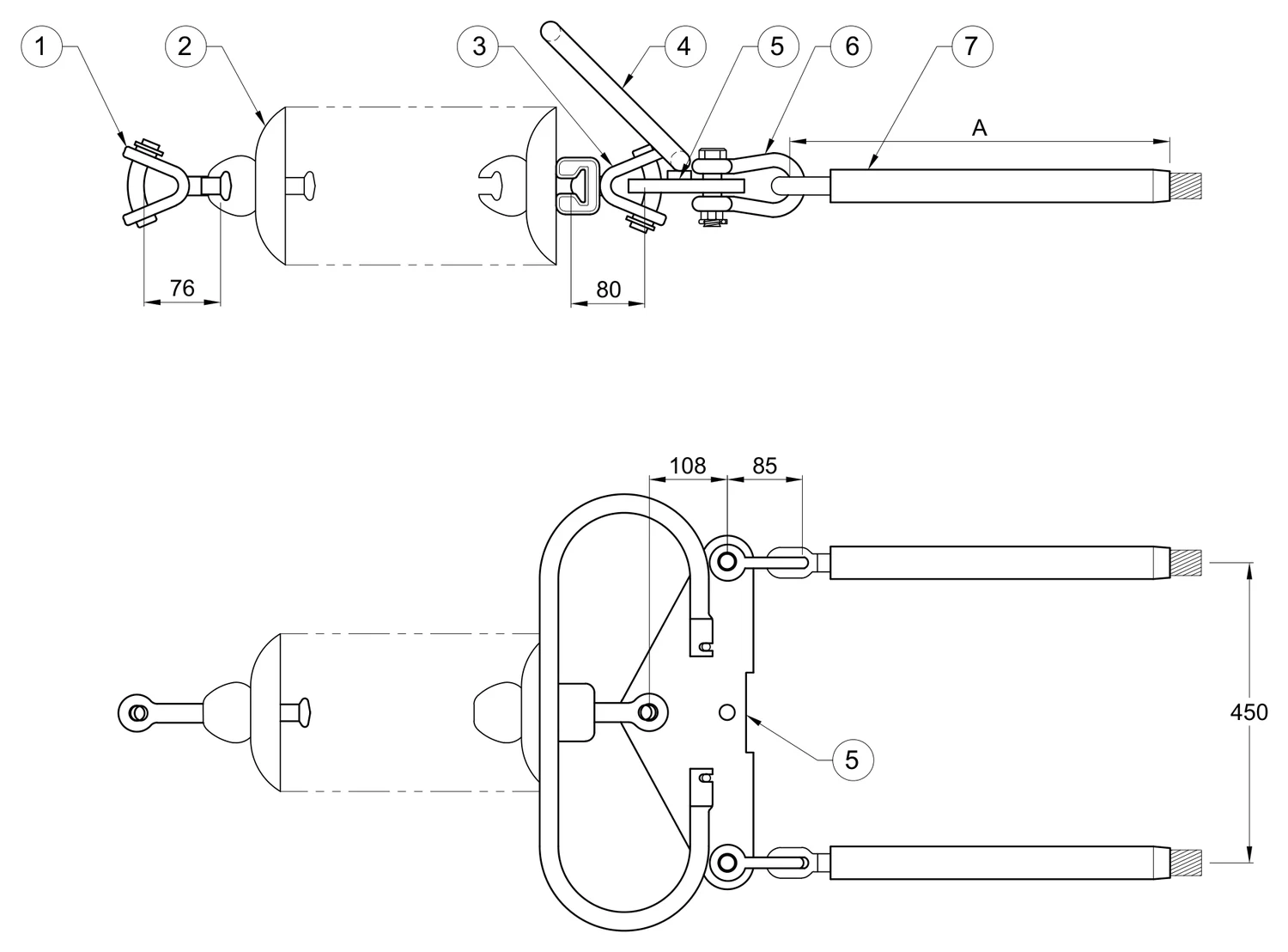 Plano 2D — Conjunto de remate ciego 2 C/F con una cadena de aisladores conductor 1113 ACSR, 400 KV