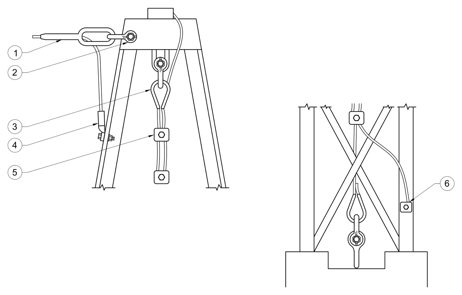 Plano 2D — Ensamble de tensión cable de guarda 3/8" - 7#8 (1 Hilo)