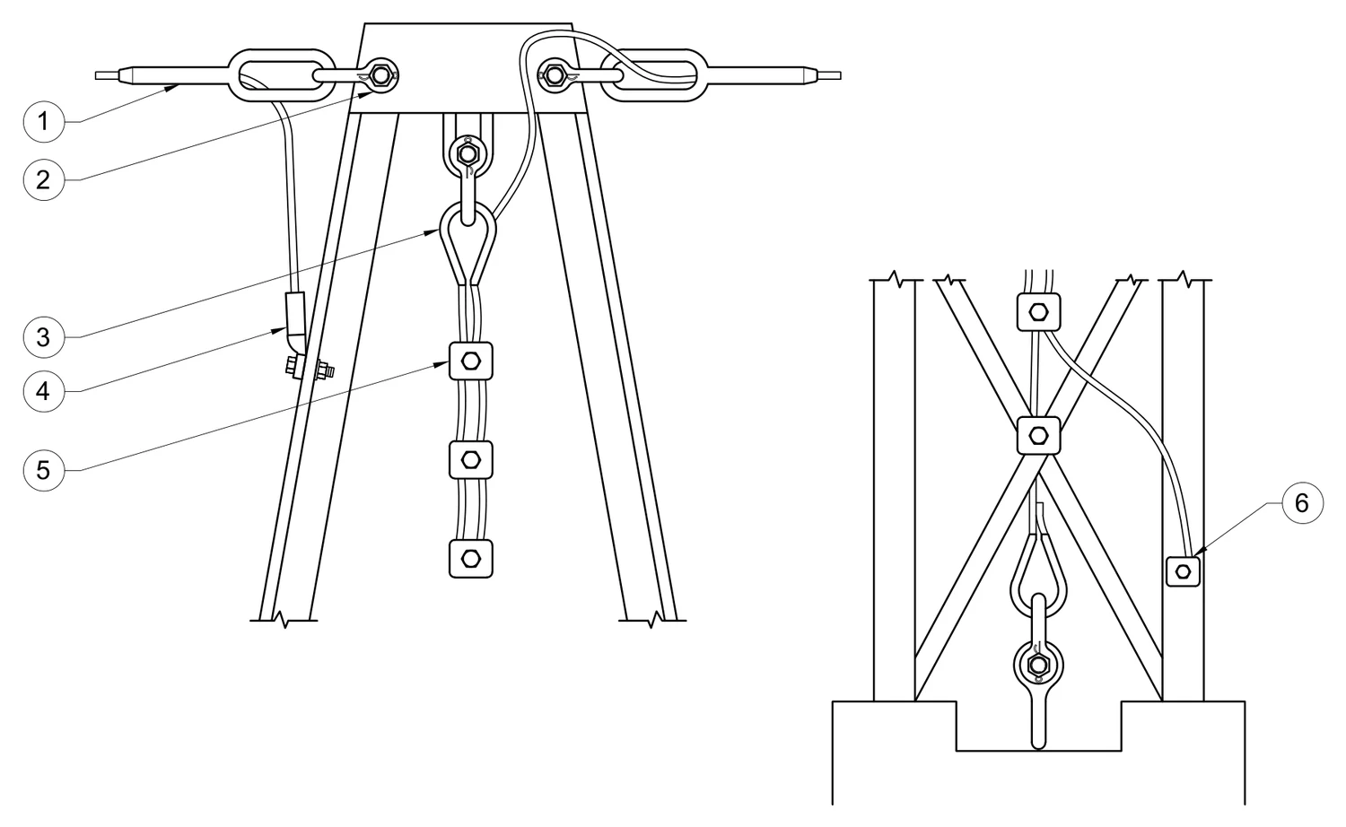 Plano 2D — Ensamble de tensión cable de guarda 3/8" - 7#8 (2 Hilos)