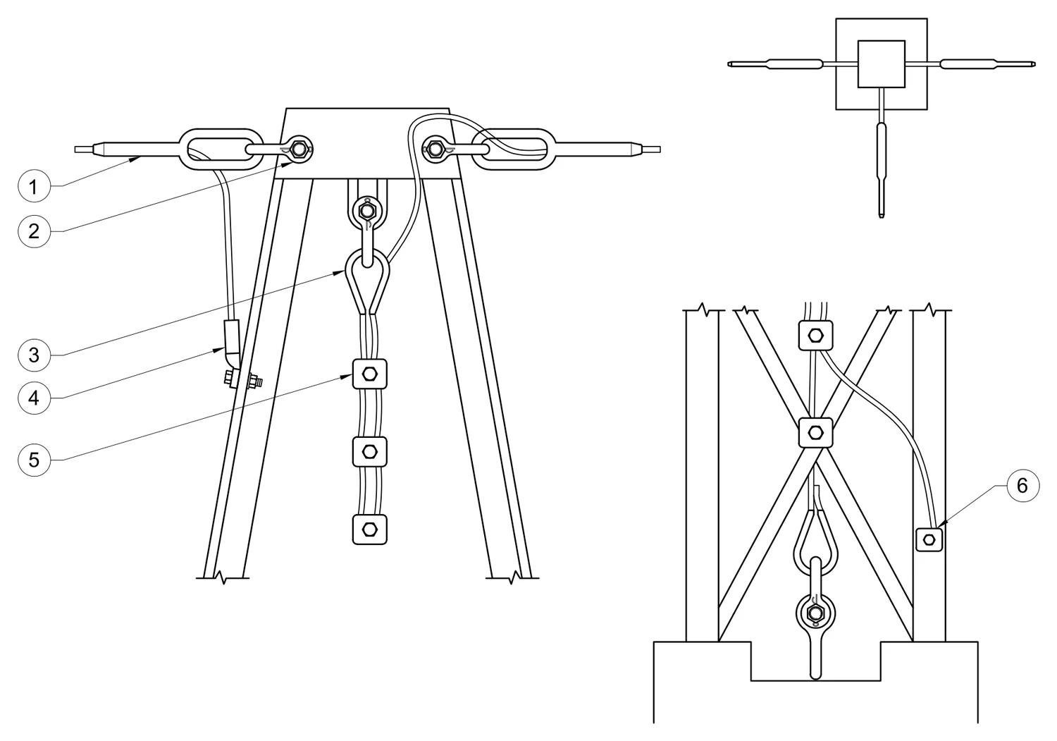 Plano 2D — Ensamble de tensión cable de guarda 3/8" - 7#8 (3 Hilos)