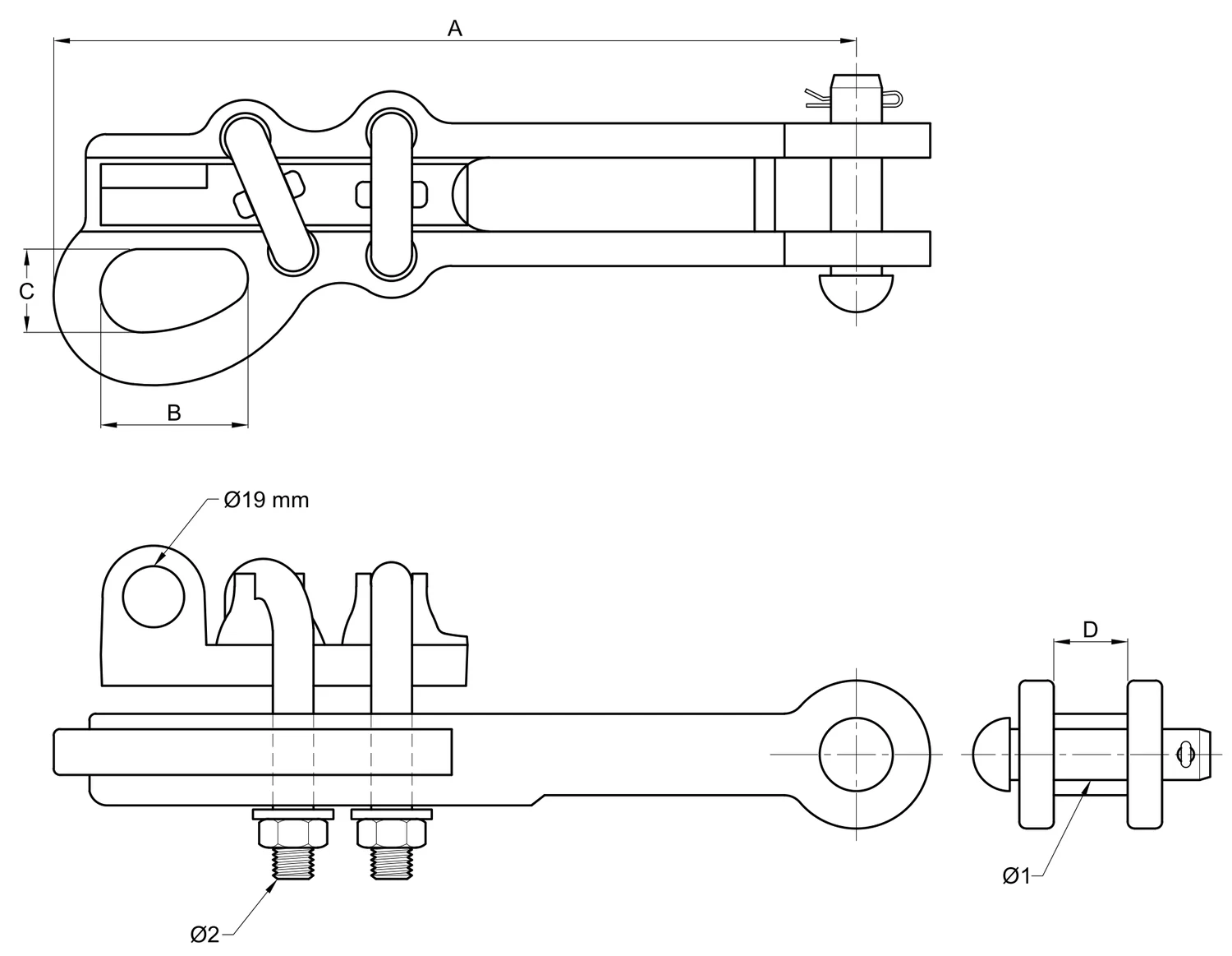 Plano 2D — Grapa tipo recta