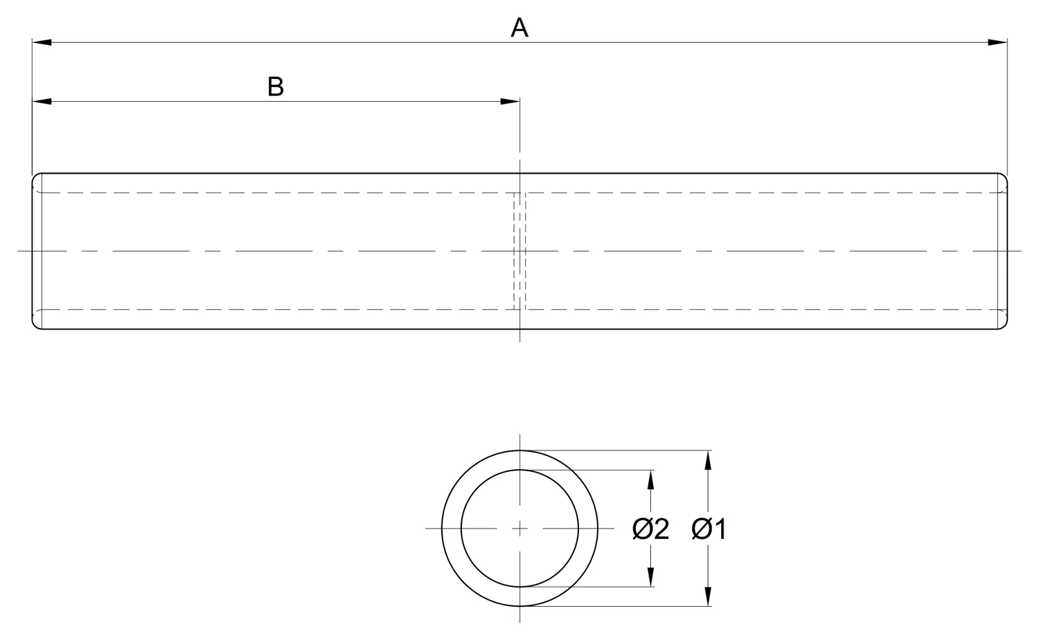 Plano 2D — Conectador tipo unión para tensión completa