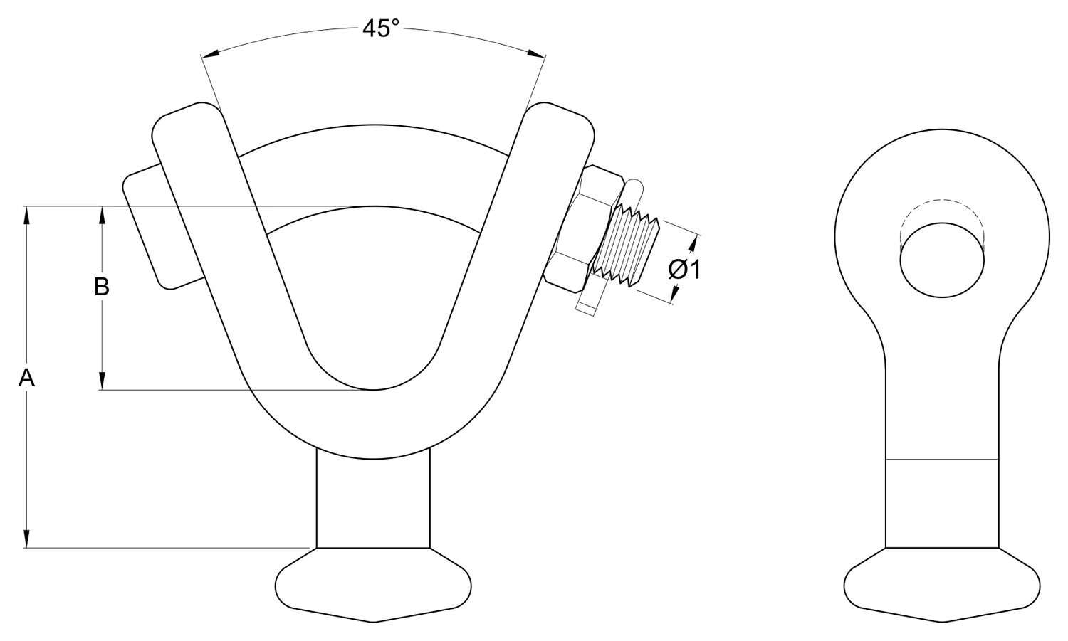 Plano 2D — Horquilla "Y" Bola Corta