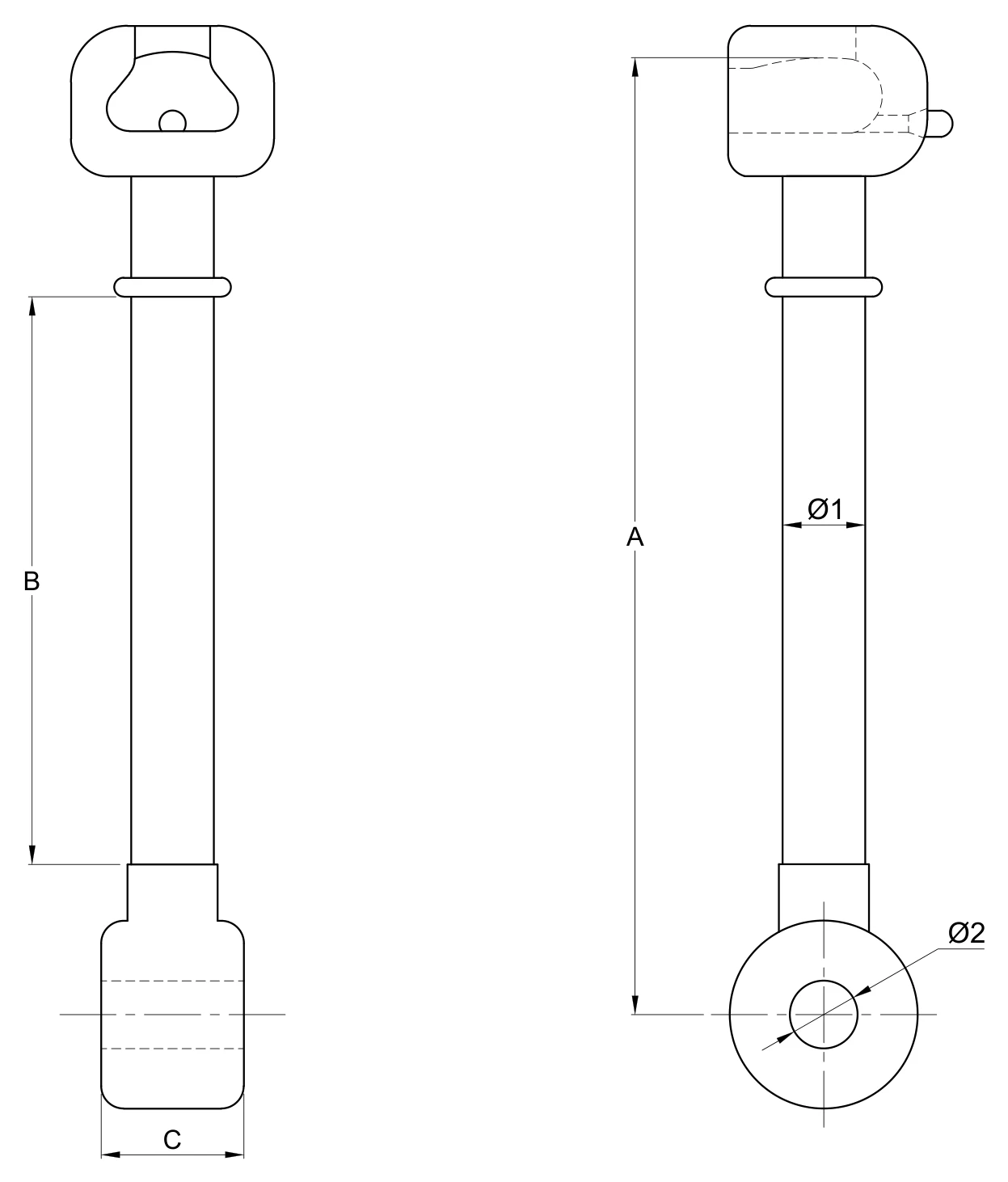 Plano 2D — Calavera Ojo Larga