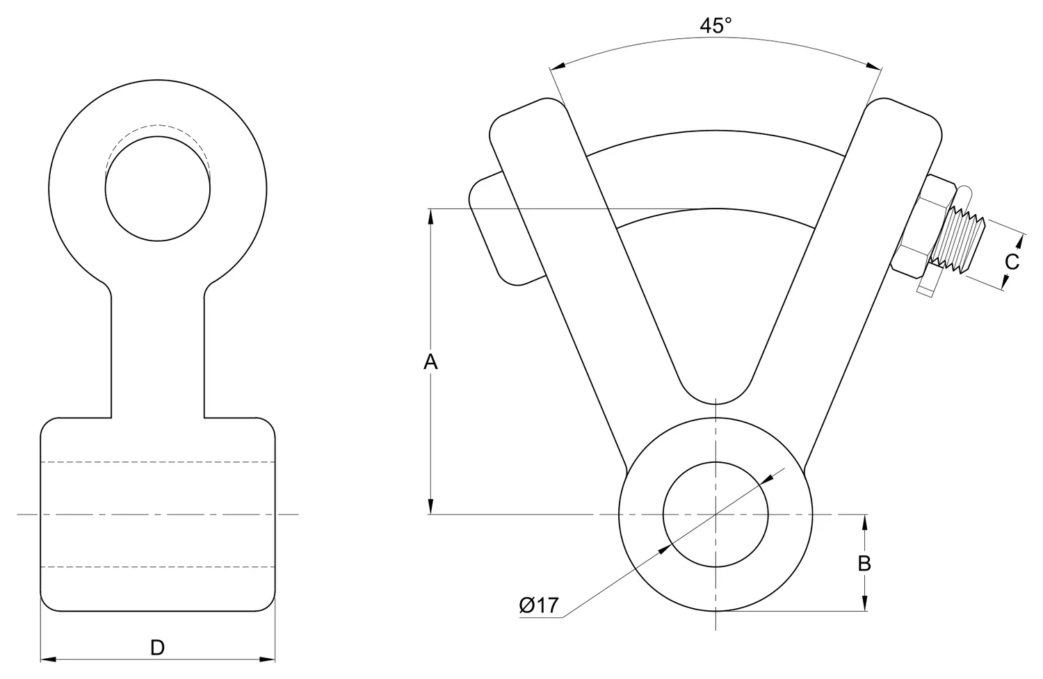 Plano 2D — Horquilla Ojo Corta