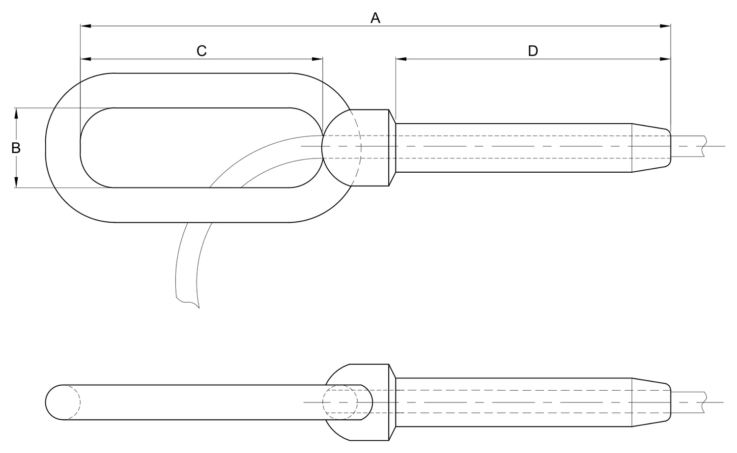 Plano 2D — Grapa de tensión a compresión para cable de guarda