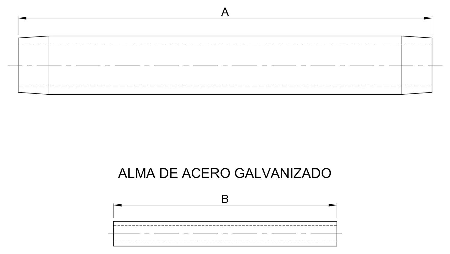 Plano 2D — Empalme a compresión para cable conductor ACSS