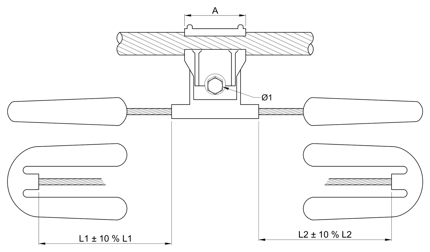 Plano 2D — Amortiguador de vibración tipo stockbridge conductores 7#8-477-795-900-1113 ACSR