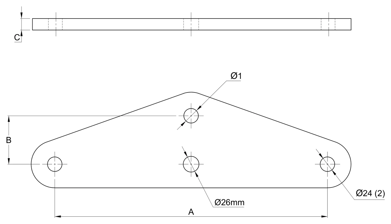 Plano 2D — Yugo triangular T124