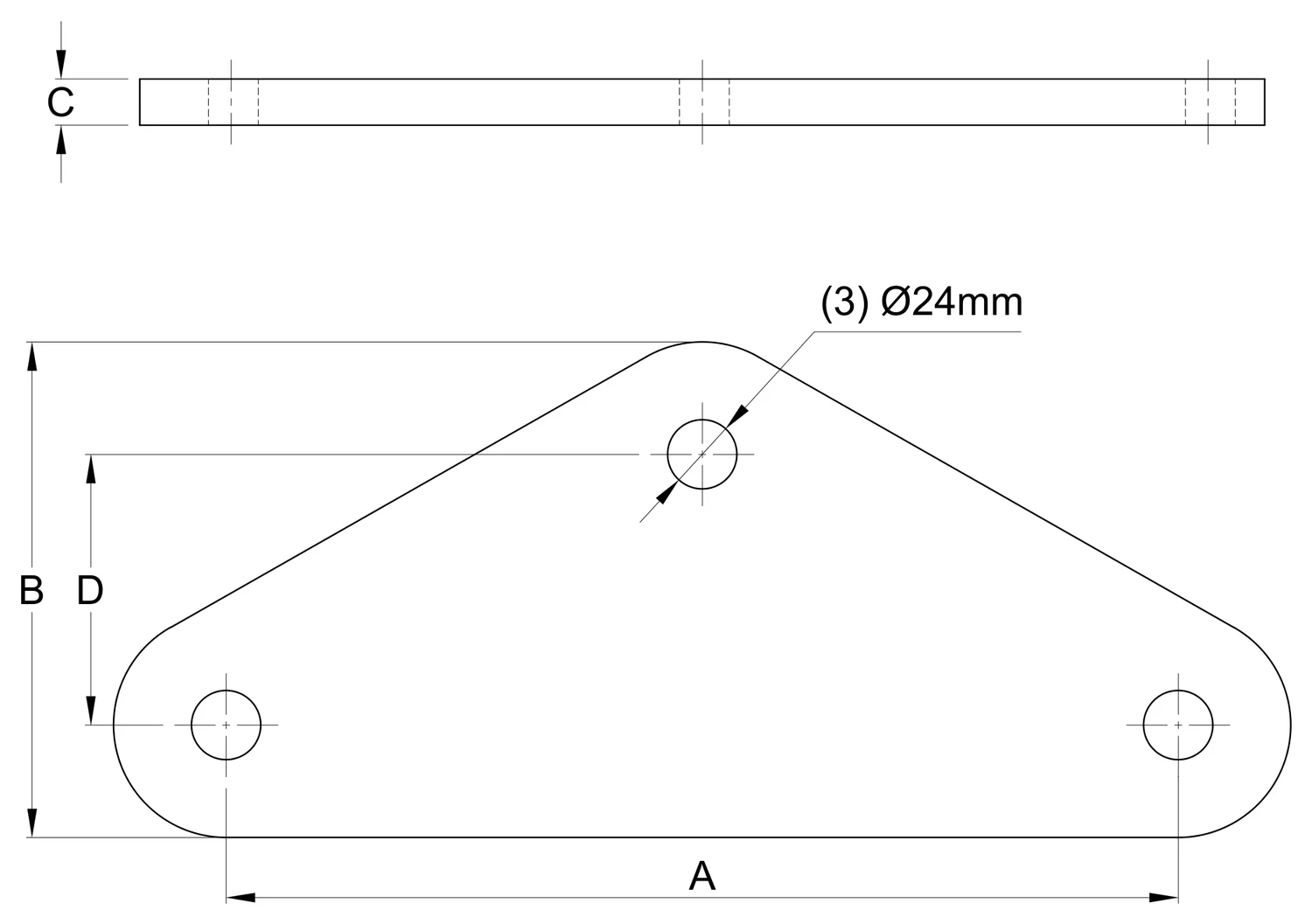 Plano 2D — Yugo triangular YT-1