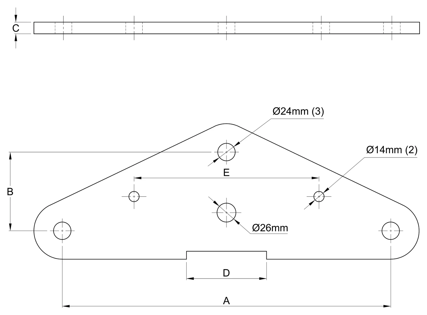 Plano 2D — Yugo triangular I2
