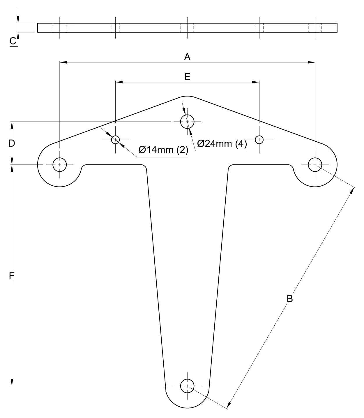 Plano 2D — Yugo de suspensión I3