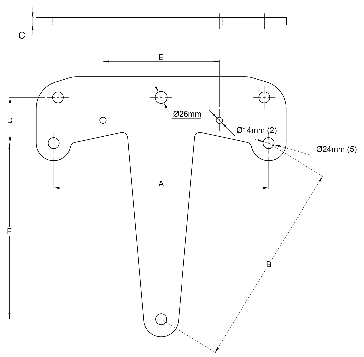 Plano 2D — Yugo de suspensión V3