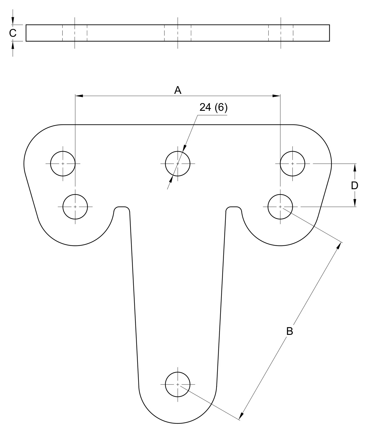 Plano 2D — Yugo de suspensión V3-200