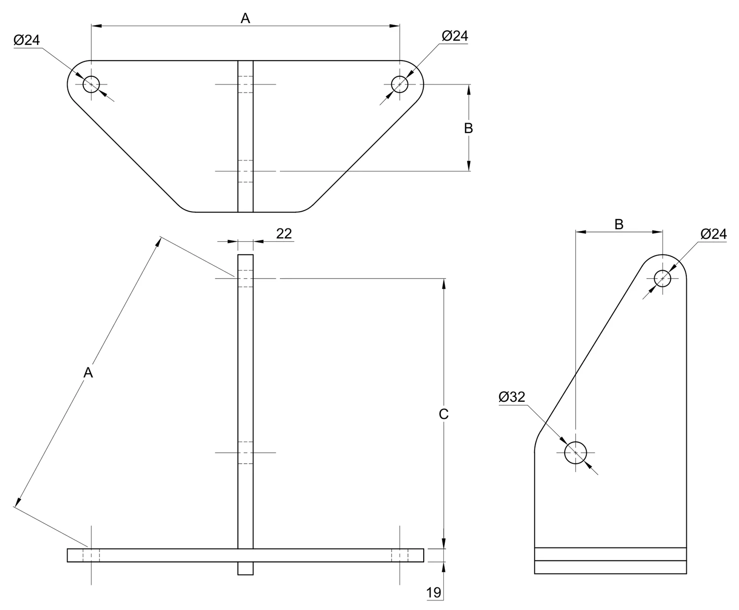 Plano 2D — Yugo de remate T3
