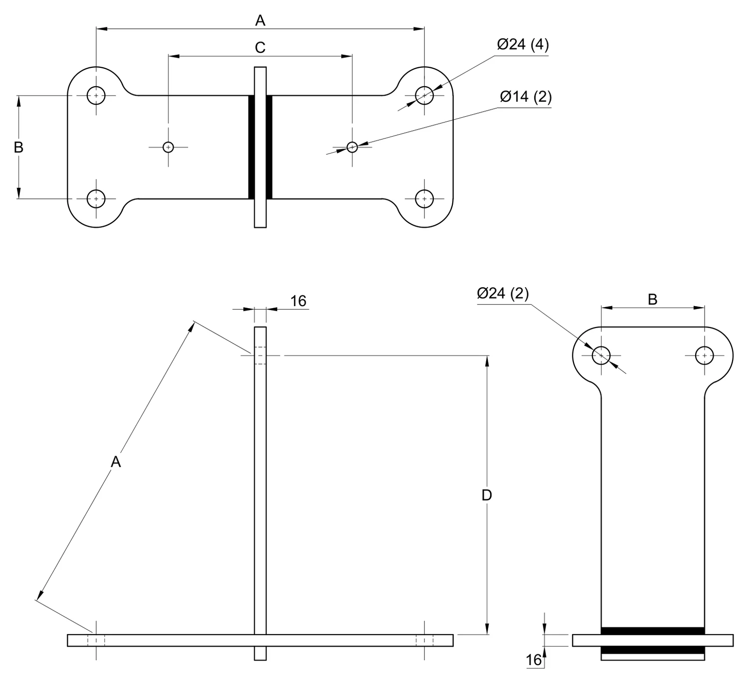 Plano 2D — Yugo de paso T3