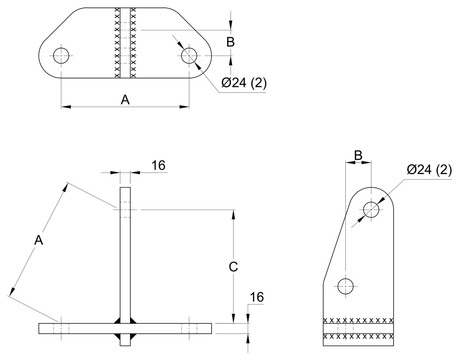 Plano 2D — Yugo de remate T3-200